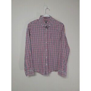 Eddie Bauer Shirt Men Large Classic Fit Red White Blue Gingham Check Top